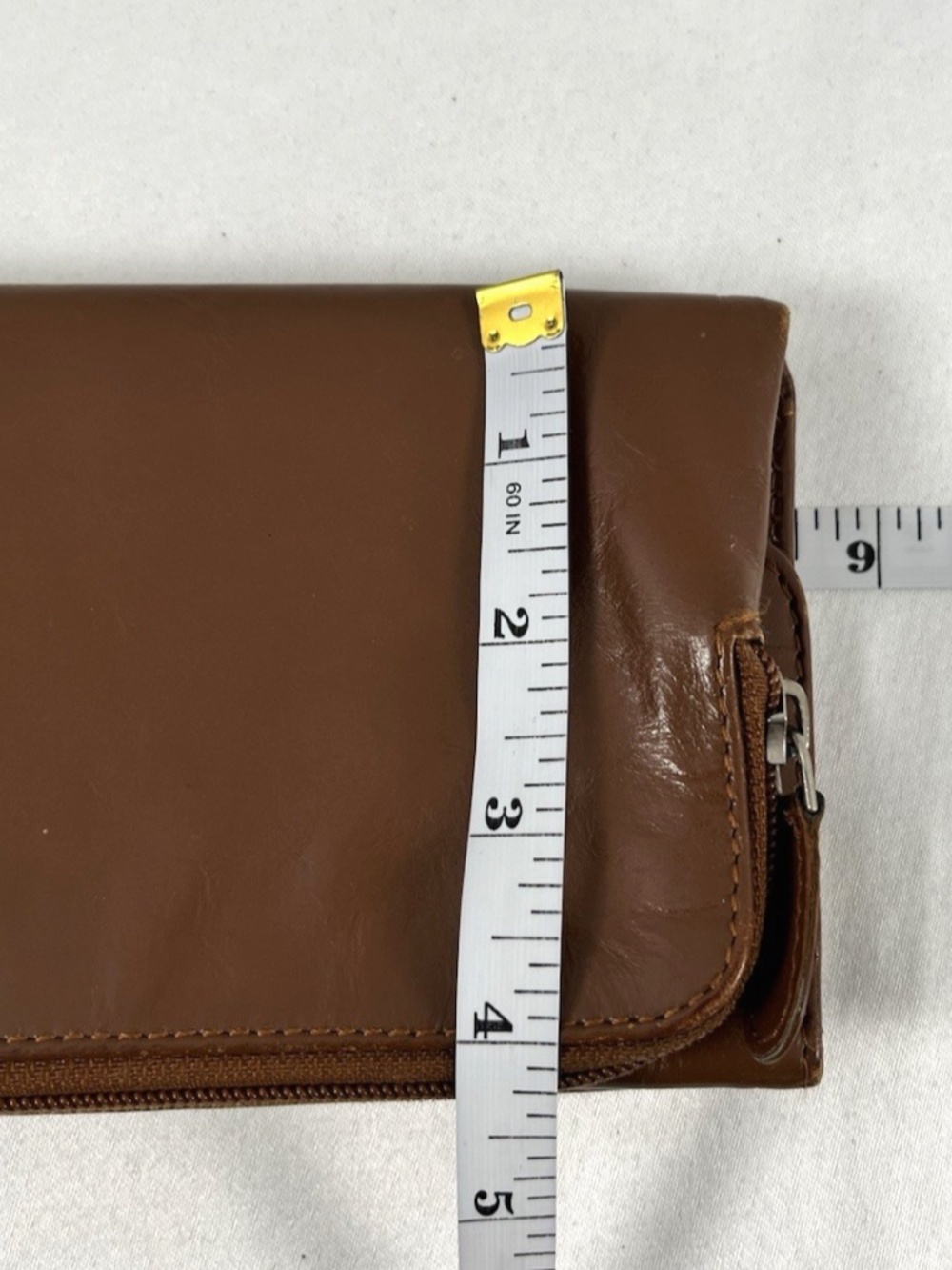 VTG Hobo International Cognac Brown Leather Trifold Continental Organizer Wallet - Picture 9 of 9